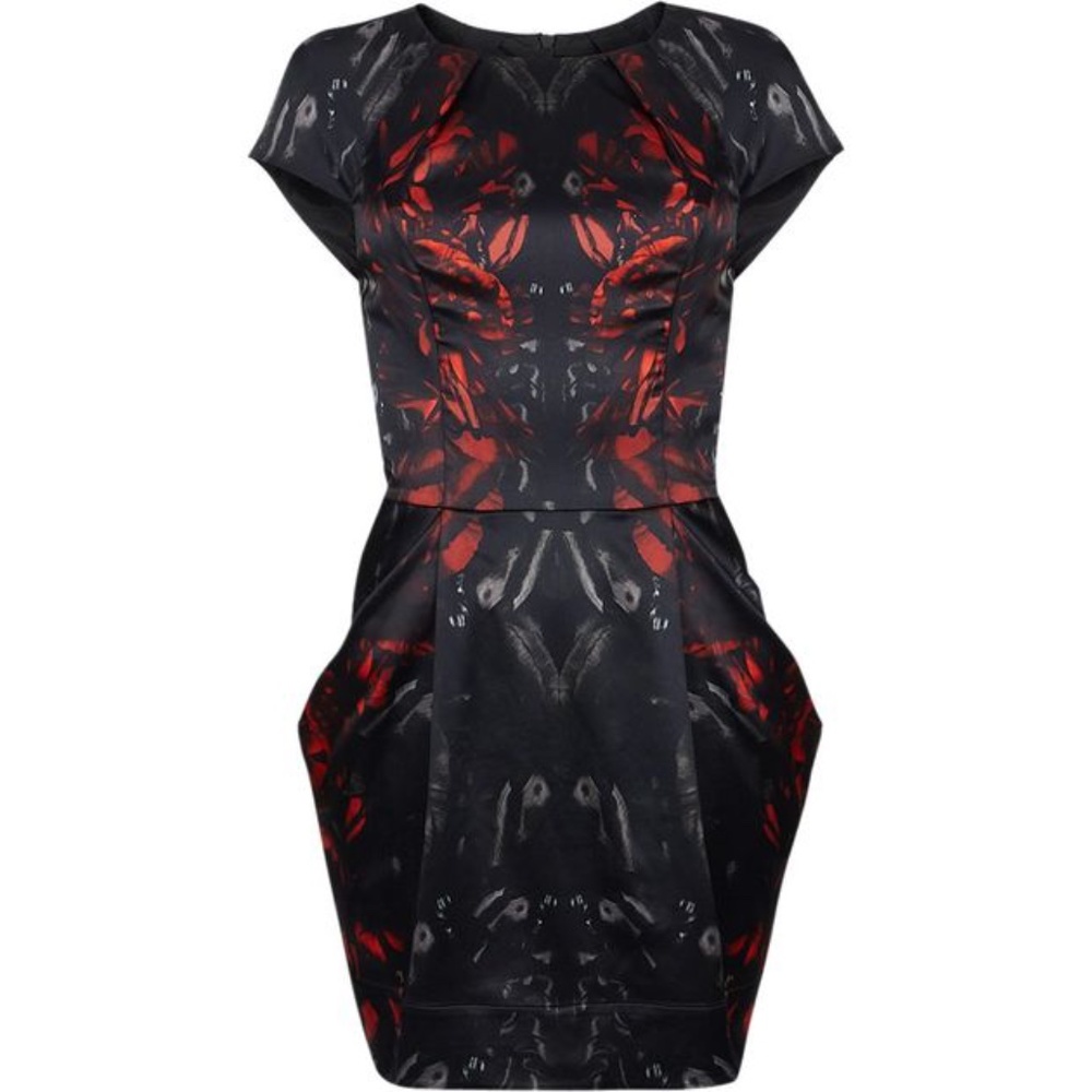 AllSaints Spitafields Black Red Grey Opium Dress